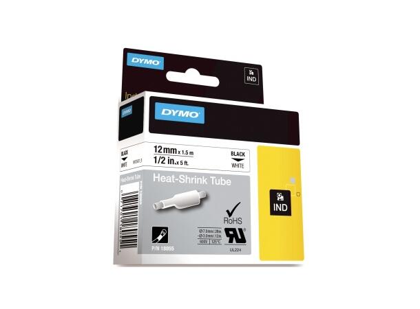 Tape DYMO Rhino kabelmerk. sort/hvit12mm 